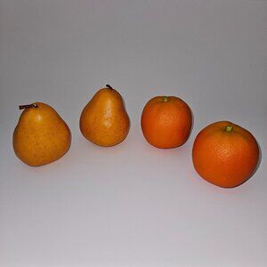 4 Pieces Fake Faux Decorative Fruit Lot Oranges Pears Realistic Life Size